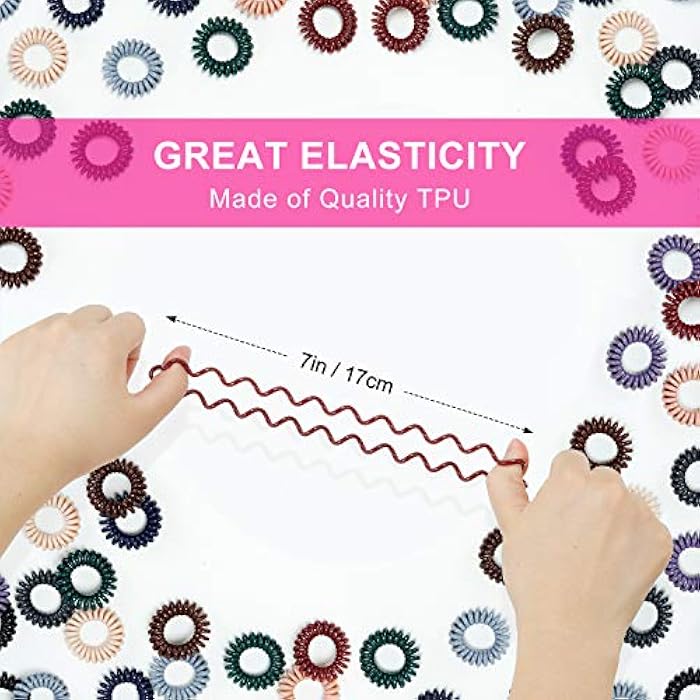 TailaiMei Spiral Hair Ties, 20 Pcs No Crease Coil Hair Ties, Phone Cord Hair Ties for Thick Hair - Women Ponytail Holder Elastics(10 Color) - Image 3